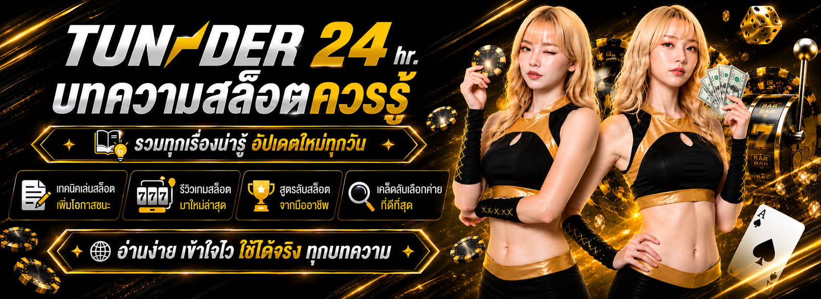 บทความสล็อต TUNDER24HR รวมเรื่องน่ารู้ เทคนิค รีวิวเกม และข้อมูลค่ายเกม